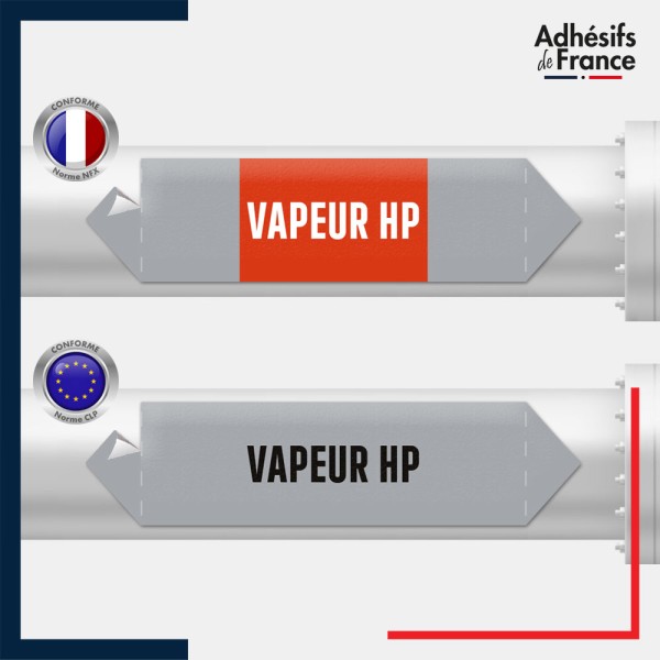 Vinyle adhésif de Tuyauterie norme NFX ou CLP - Vapeur HP