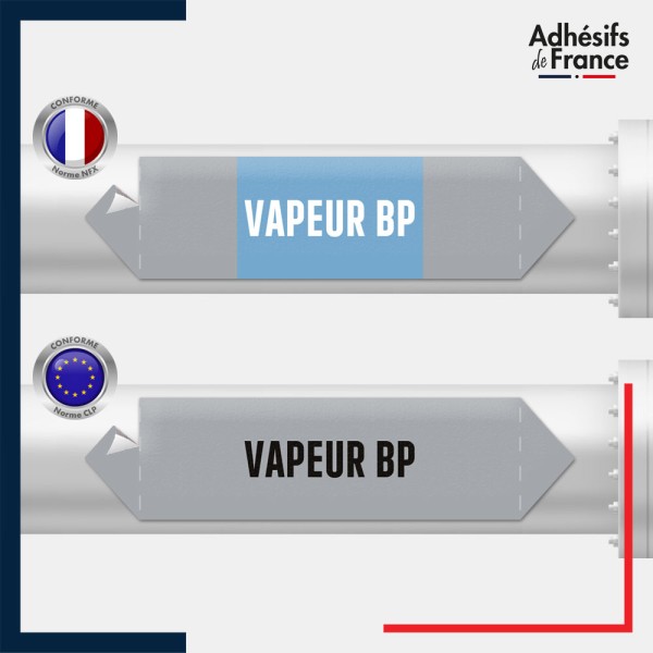 Vinyle adhésif de Tuyauterie norme NFX ou CLP - Vapeur BP