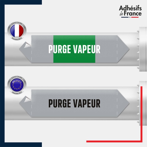 Vinyle adhésif de Tuyauterie norme NFX ou CLP - Purge vapeur