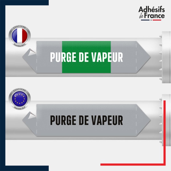 Vinyle adhésif de Tuyauterie norme NFX ou CLP - Purge de vapeur