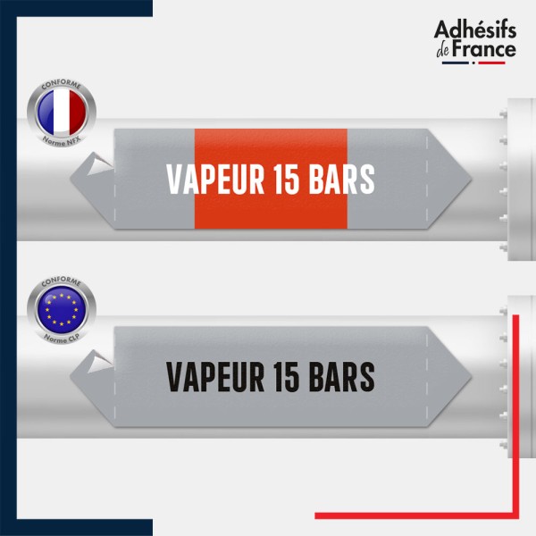 Vinyle adhésif de Tuyauterie norme NFX ou CLP - Vapeur 15 bars