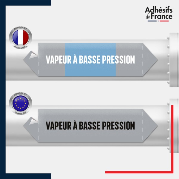 Vinyle adhésif de Tuyauterie norme NFX ou CLP - Vapeur à basse pression