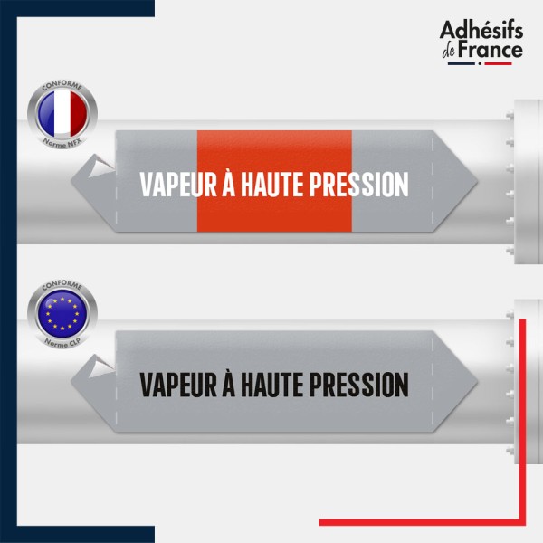 Vinyle adhésif de Tuyauterie norme NFX ou CLP - Vapeur à haute pression