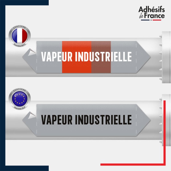 Vinyle adhésif de Tuyauterie norme NFX ou CLP - Vapeur industrielle