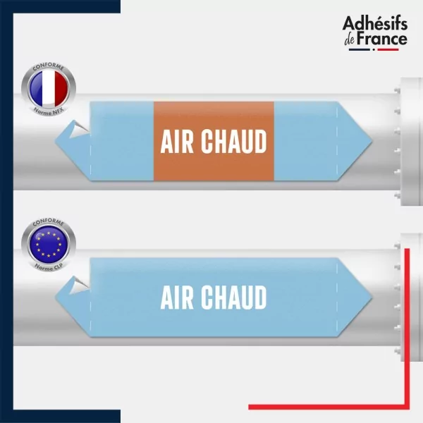 Vinyle adhésif de Tuyauterie norme NFX ou CLP - Air chaud