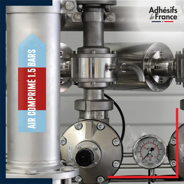 Marqueur tuyauterie norme française NFX air - adhésif laminé colle forte - Air comprimé 1.5 bars