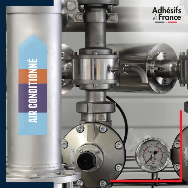 Marqueur tuyauterie norme française NFX air - adhésif laminé colle forte - Air conditionné