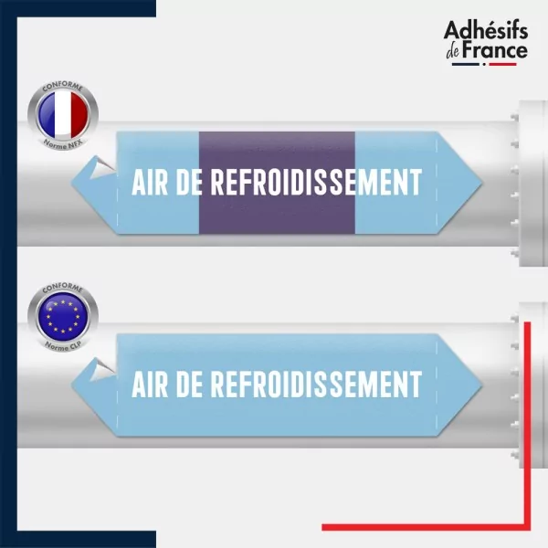 Vinyle adhésif de Tuyauterie norme NFX ou CLP - Air de refroidissement