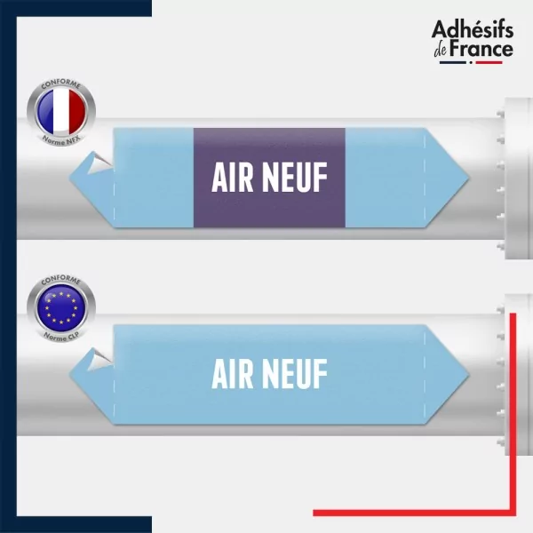 Vinyle adhésif de Tuyauterie norme NFX ou CLP - Air neuf