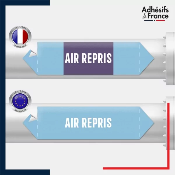Vinyle adhésif de Tuyauterie norme NFX ou CLP - Air repris