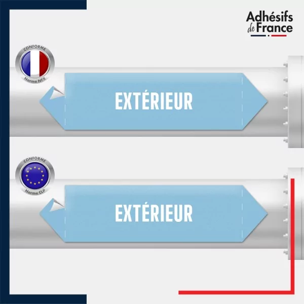 Vinyle adhésif de Tuyauterie norme NFX ou CLP - Extérieur
