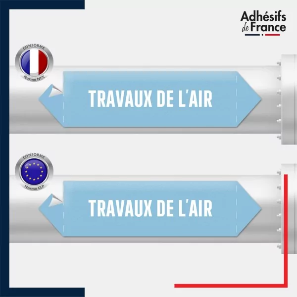 Vinyle adhésif de Tuyauterie norme NFX ou CLP - Travaux de l'air