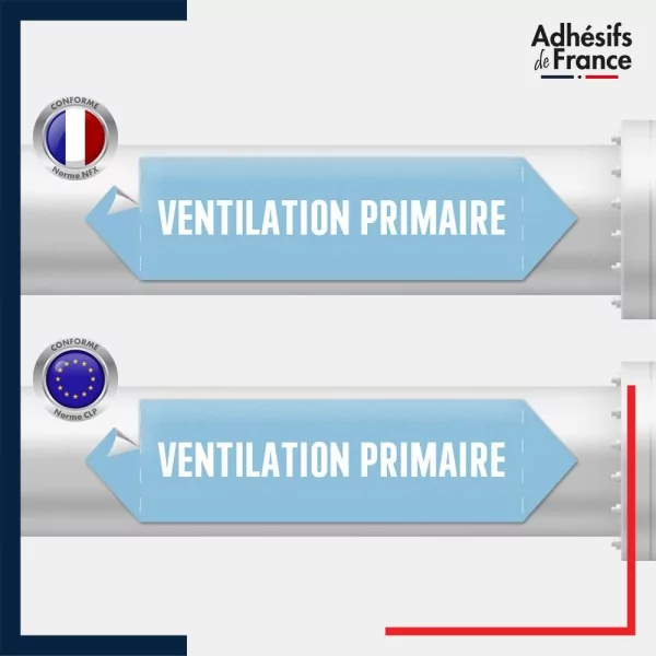 Vinyle adhésif de Tuyauterie norme NFX ou CLP - Ventilation primaire
