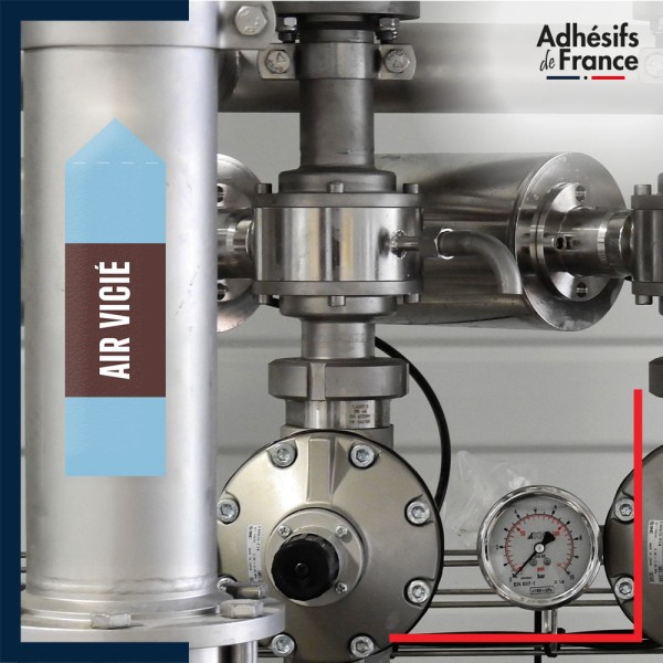 Marqueur tuyauterie norme française NFX air - adhésif laminé colle forte - Air vicié