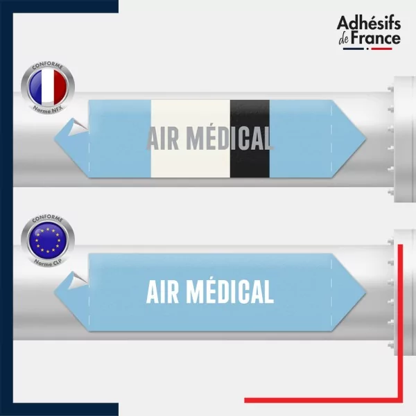 Vinyle adhésif de Tuyauterie norme NFX ou CLP - Air médical