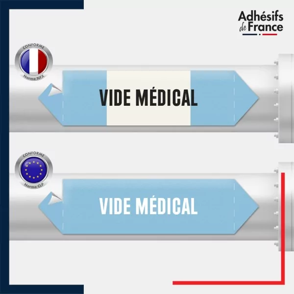 Vinyle adhésif de Tuyauterie norme NFX ou CLP - Vide médical