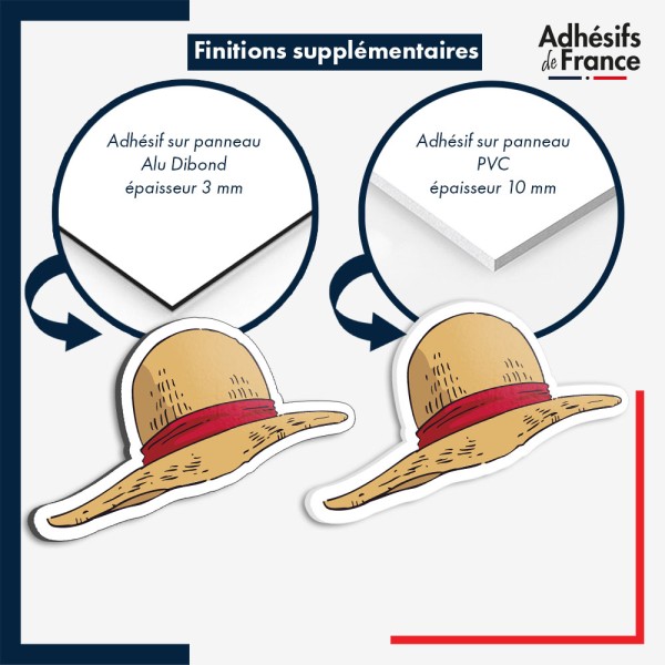 sticker sur plaque aluminium dibond ou panneau PVC One Piece - Chapeau de paille de Luffy