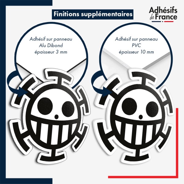 sticker sur plaque aluminium dibond ou panneau PVC One Piece - Jolly Roger de Trafalgar Law