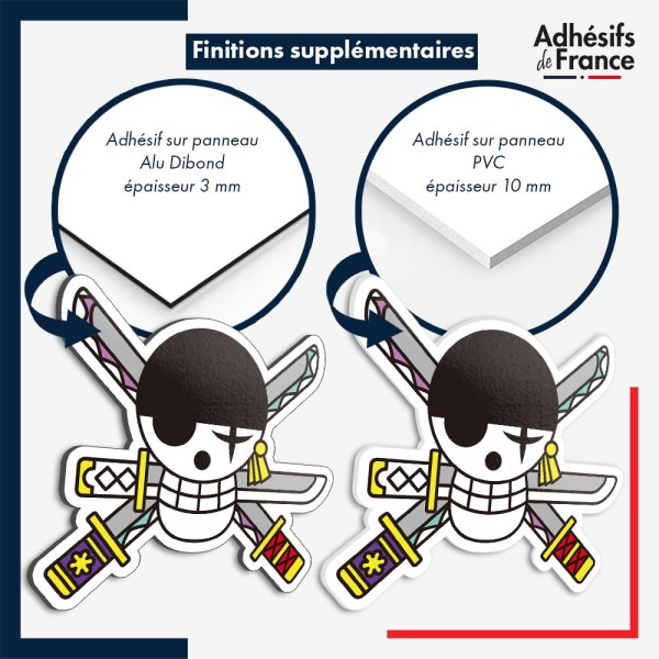 sticker sur plaque aluminium dibond ou panneau PVC One Piece - Jolly Roger de Roronoa Zoro