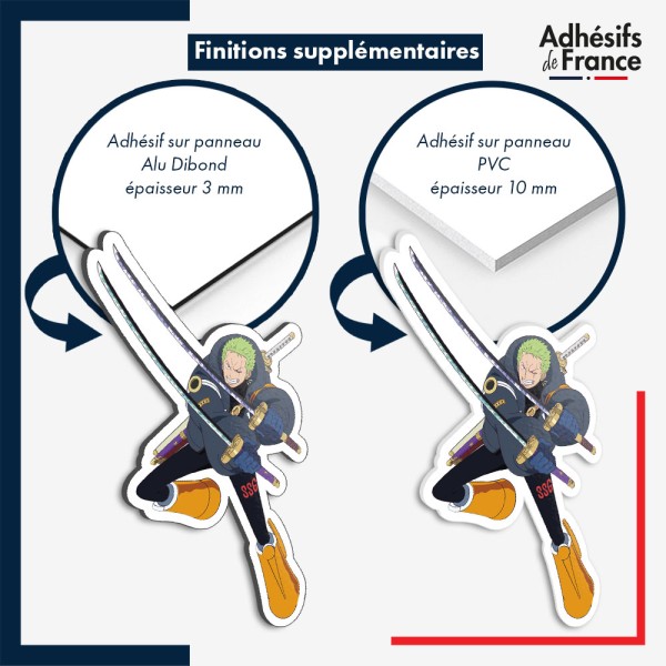 sticker sur plaque aluminium dibond ou panneau PVC One Piece - Roronoa Zoro tenue SSG