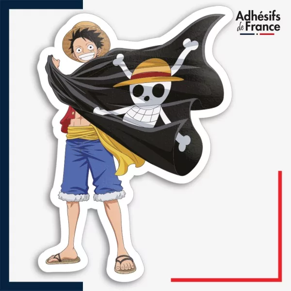 Sticker One Piece - Luffy drapeau Mugiwara