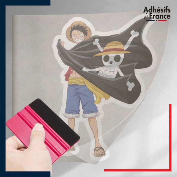 stickers sous film transfert One Piece - Luffy drapeau Mugiwara