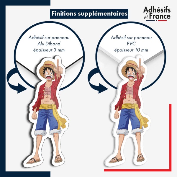 sticker sur plaque aluminium dibond ou panneau PVC One Piece - Luffy en avant