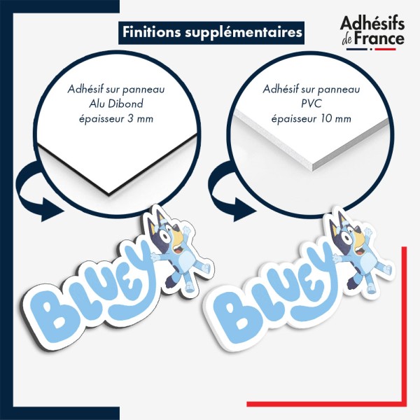 sticker sur plaque aluminium dibond ou panneau PVC Bluey - Logo Bluey