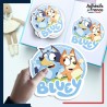 autocollant petit format Bluey - Logo Bluey et Bingo