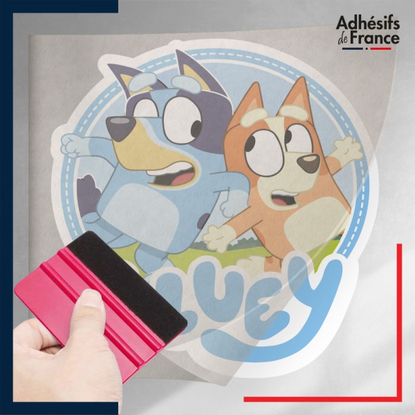 stickers sous film transfert Bluey - Logo Bluey et Bingo