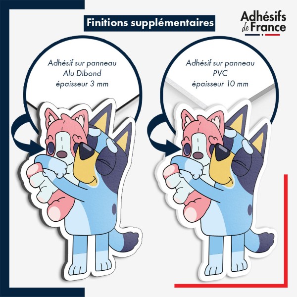 sticker sur plaque aluminium dibond ou panneau PVC Bluey - Bluey et son jouet