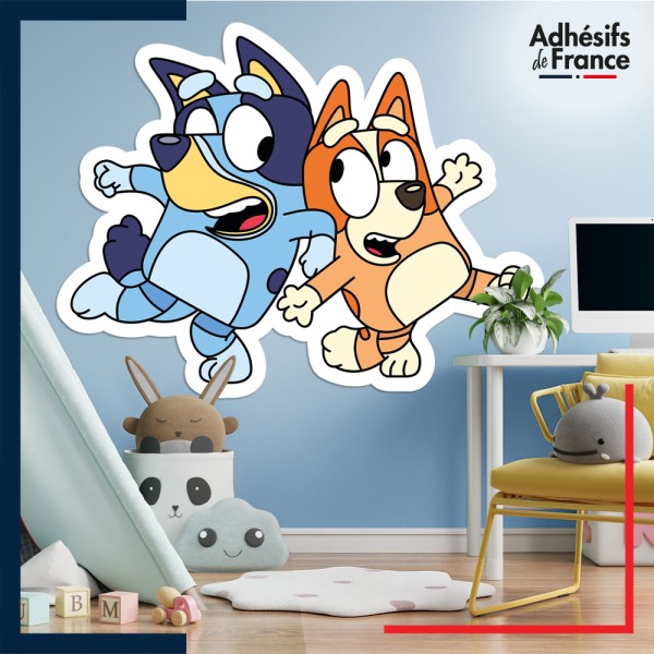 Adhésif murale chambre grand format Bluey - Bluey et Bingo dansant
