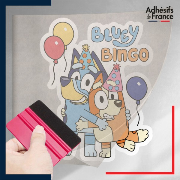 stickers sous film transfert Bluey - Bluey et Bingo anniversaire