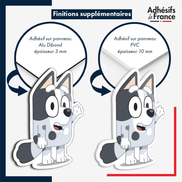 sticker sur plaque aluminium dibond ou panneau PVC Bluey - Muffin salut