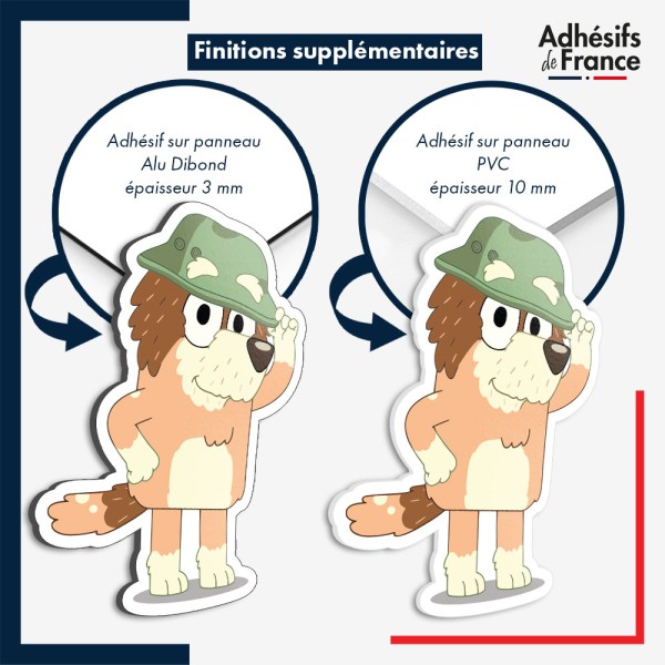 sticker sur plaque aluminium dibond ou panneau PVC Bluey - Grand-père mort