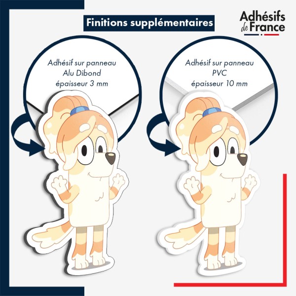 sticker sur plaque aluminium dibond ou panneau PVC Bluey - Frisky