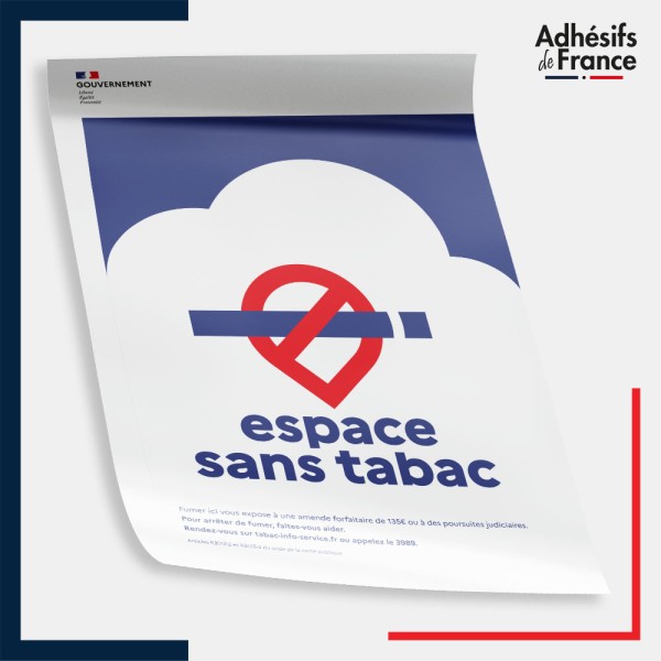 Affiche papier Espace sans tabac – panneau conforme au décret 2025-582, lutte contre le tabagisme.
