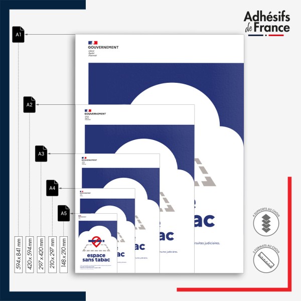 Affichage réglementaire formats A5, A4, A3, A2 et A1 - Périmètre sans tabac – conforme au décret 2025-582.