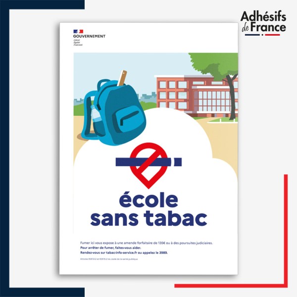 Affichage réglementaire Ecole sans tabac – panneau conforme décret 2025-582, lutte contre le tabagisme, adhésif ou panneau.