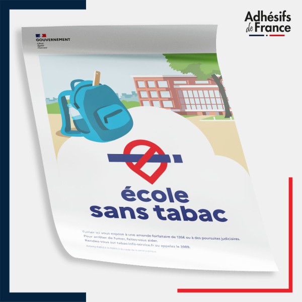Affiche papier Ecole sans tabac – panneau conforme au décret 2025-582, lutte contre le tabagisme.