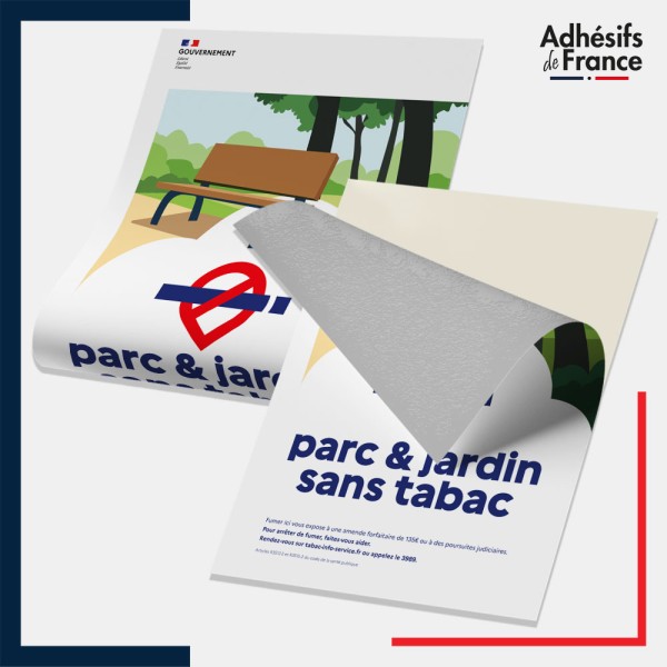Adhésif Parc et jardin sans tabac – panneau conforme au décret 2025-582, lutte contre le tabagisme.