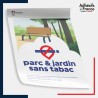 Affiche papier Parc et jardin sans tabac – panneau conforme au décret 2025-582, lutte contre le tabagisme.