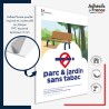 Panneau PVC Parc et jardin sans tabac – panneau conforme au décret 2025-582, lutte contre le tabagisme.