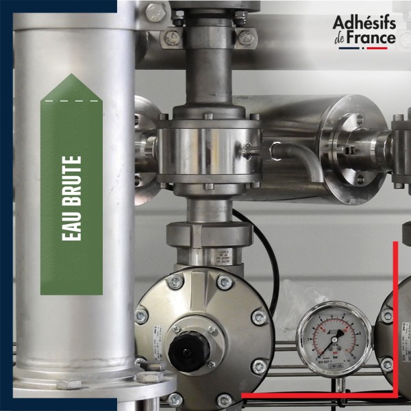 Marqueur tuyauterie eau - adhésif laminé colle forte - Eau brute