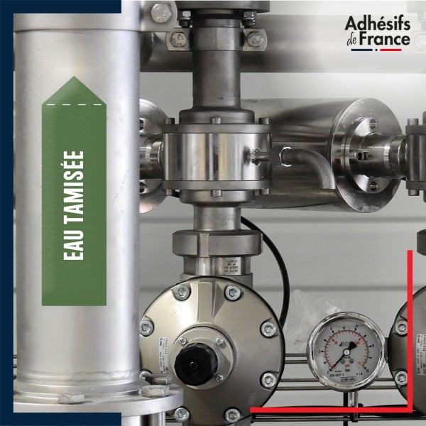 Marqueur tuyauterie eau - adhésif laminé colle forte - Eau tamisée