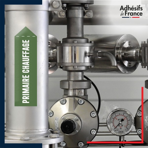 Marqueur tuyauterie eau - adhésif laminé colle forte - Eau - Primaire chauffage