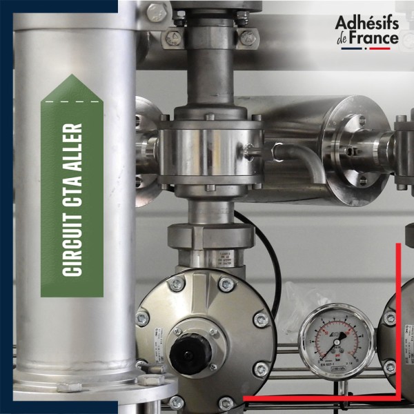 Marqueur tuyauterie eau - adhésif laminé colle forte - Eau - Circuit cta aller