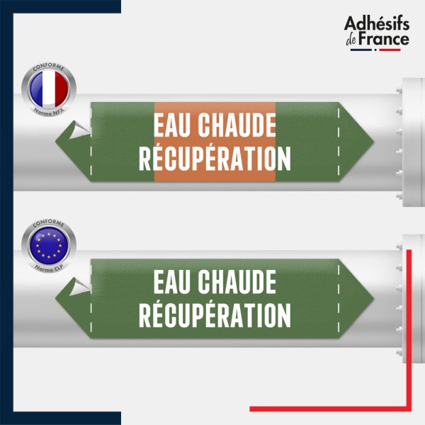 Vinyle adhésif de Tuyauterie norme NFX ou CLP - Eau chaude récupération