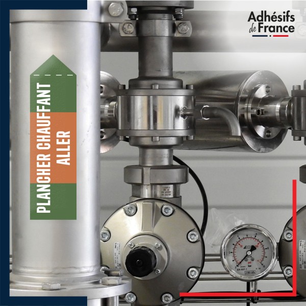 Marqueur tuyauterie norme française NFX eau - adhésif laminé colle forte - Eau - Plancher chauffant aller