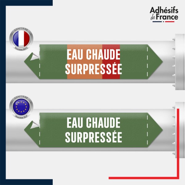 Vinyle adhésif de Tuyauterie norme NFX ou CLP - Eau surpressée